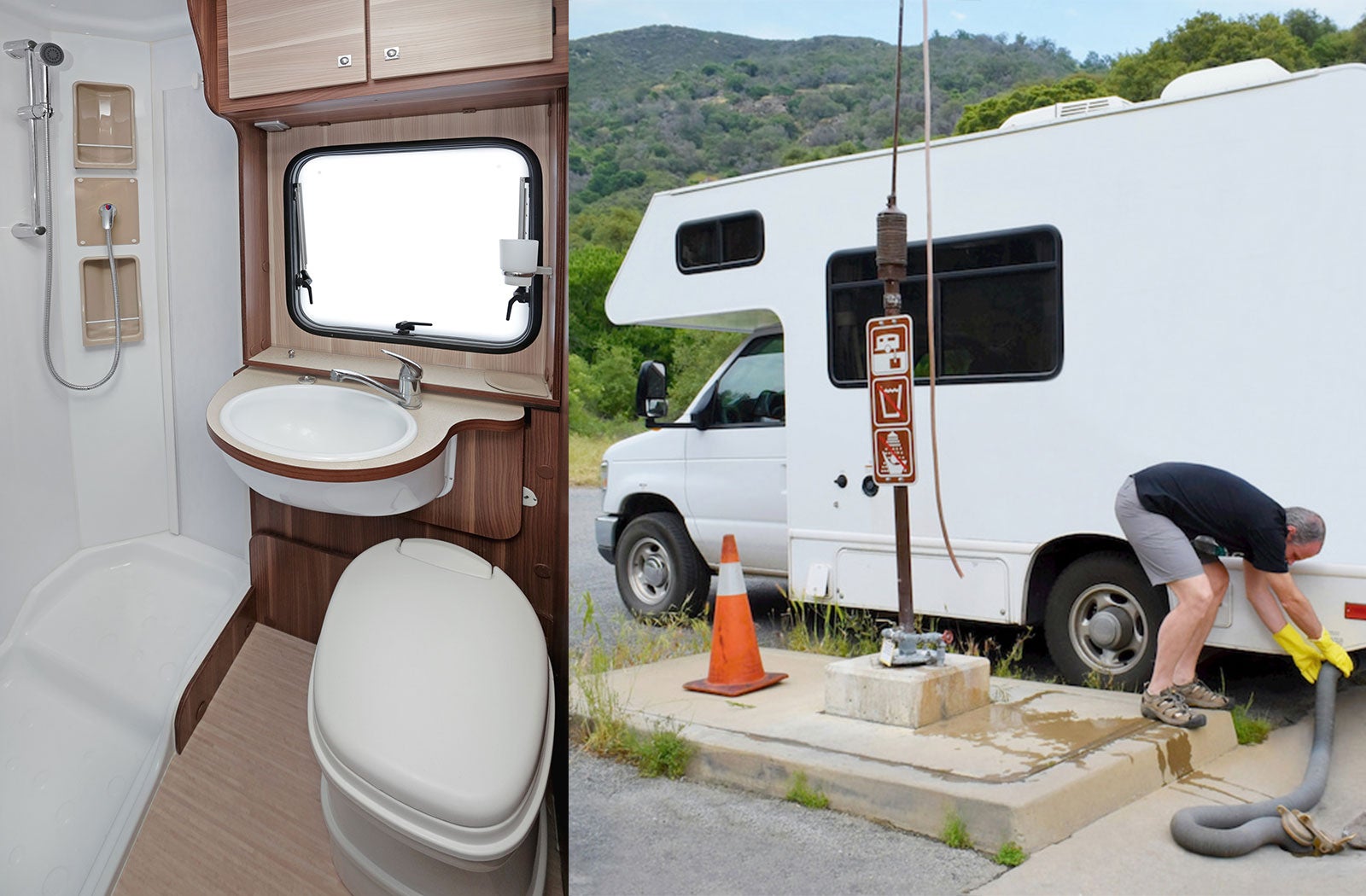 Portable RV/camper toilet and holding tank setup in Mentor, Ohio